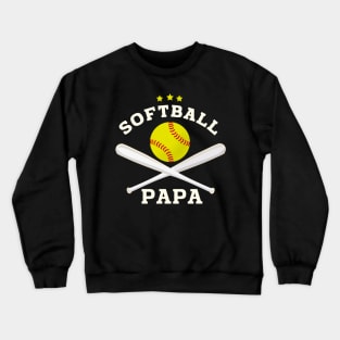 Softball Papa Baseball Lover Dad Crewneck Sweatshirt